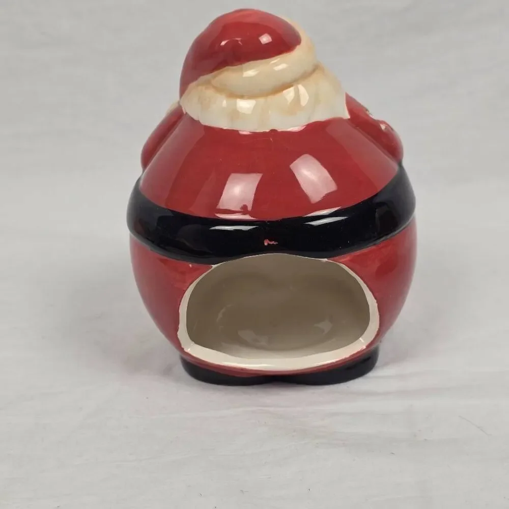 Ceramic Santa Tealight Holder Christmas Luminary 6”